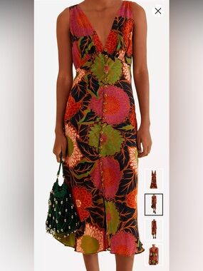 FARM Rio Black Vintage Garden sleeveless midi dress NWT sz Medium